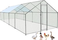 WEASHUME Spire Roof Metal Chicken Coop 26x9.8x6.5'