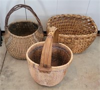 E - LOT OF 3 VINTAGE BASKETS (G108)