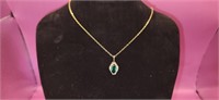 Victorian 10k White Gold  Emerald Pendant