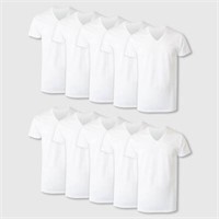 10 Pack-Hanes Men's V-Neck Undershirt White XL