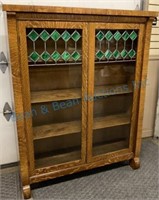 Bookcase with leaded glass in doors