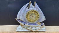 Vintage Porcelain Ship Clock w/Light (Working)