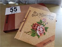 2 VINTAGE SCRAPBOOKS- ONE TITLED "OUR HONEYMOON"