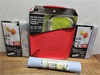 NEW Flat Strainer + 1 Clear Table Cloth's + Shelf-