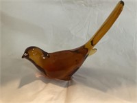 5" Wide  Amberina Glass Bird