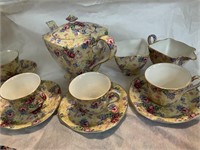 Royal Winton, Teapot Cups, Saucers, Creamer