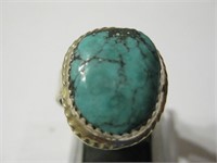 Southwest SS Turquoise Ring - Hallmarked