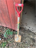 Square red handled shovel
