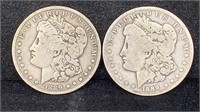 (2) 1889-O Morgan Silver Dollars