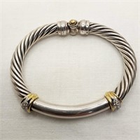 Yurman Silver Gold & Diamond Bracelet