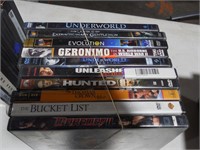 DVD'S x10, The Bucket List, Hunted, Geronimo
