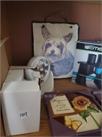 Shelf Lot to Include Slate Dog Picture,  Light,