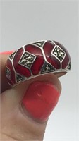 925 Sterling Silver Thailand Ring Red