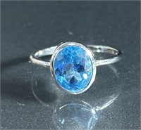 925 Sterling Silver Blue Topaz Ring