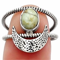 925 Sterling Silver Moon Buffalo Turquoise Ring