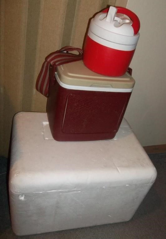 BIN- Igloo Jug, Styrofoam & Tagalong Coolers