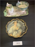 Limoges Portrait Plate & Platter, Bavaria Creamer.