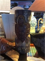 Log carved sea turtle