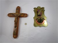 Crucifix d'extrême onction avec huile & cierges