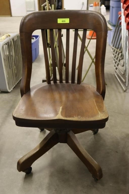 Antique Oak Swivel Desk Chair