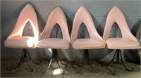 (KC) 4 Pink Faux Leather Gothic Bar Stools