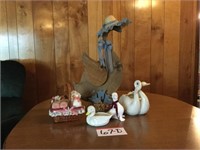 Assorted Ceramic and Wood Bird Decor