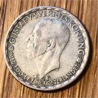1949 Silver Sweden 1 Krona Coin
