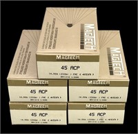.45 ACP ammunition (5) boxes Magtech