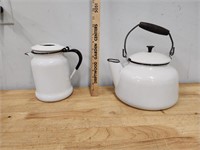 Vintage Enamelware Tea Kettle and Perculator
