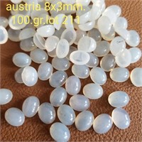 AUSTRIA VTG 8X3MM GLASS WHITE OPAL FLAT-BACK 100 G