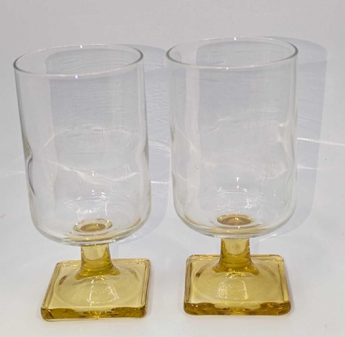 2 Federal Glass Amber Foot Goblet A