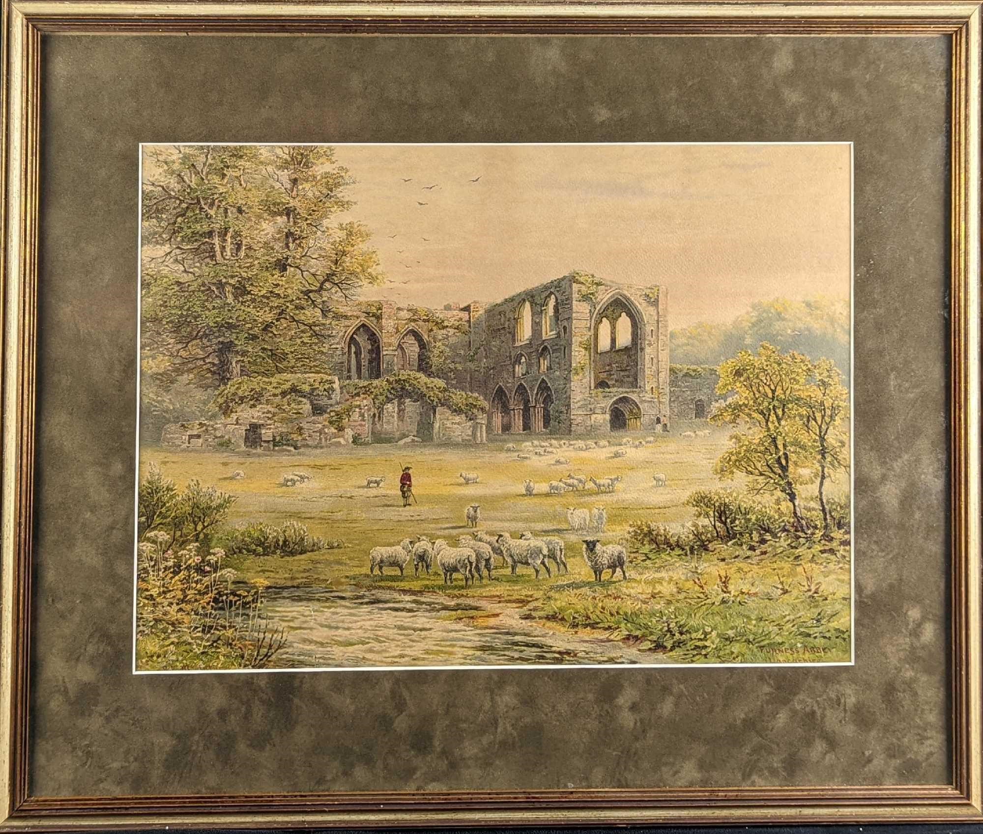Vintage Framed Ruins of Furness Abbey Print