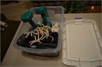 Tote of Workout Items and 3lb Dumbbells