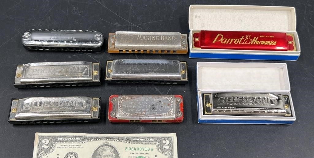 8 Harmonicas - M. Hohner's Germany, Marine Band +