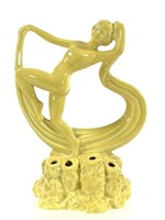 Yellow Glaze Art Deco Scarf Dancer Flower Frog
