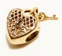 Pandora Rose Gold/925 Silver Lock & Key Charm 3.2