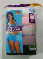 9pk Sz 7 Hanes Womens Briefs, Asst Colors A9