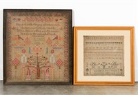 Two 19th C. English Needlepoint Samplers, Signed