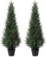 4FT Artificial Cedar Topiary Trees Set of 2