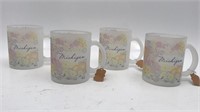 4 New Michigan Floral Frosted Coffee Mugs