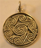 VINTAGE WAVE CHARM PENDANT STERLING SILVER 925