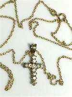 Vintage Sterling Silver 925 Cross Pendant Neck w