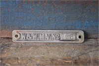 Way and Works Brass Trike Plate No965