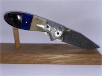 Damascus Style Folding Lock Back Knife 7”