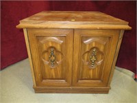 VINTAGE SQUARE TWO DOOR END TABLE WITH STORAGE