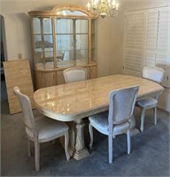 11 - DINING TABLE, 4 CHAIRS & CHINA HUTCH