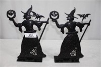 Set of 2 Metal Witch Votive Holders