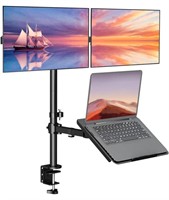 WALI, DUAL MONITOR MOUNT WITH LAPTOP TRAY, FITS