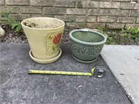 (2) Glazed Pottery Planters