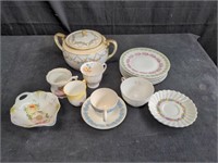 Box of plates and tea cups, some Wedgwood